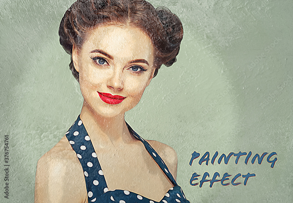 Painted Wall Photo Effect Mockup Stock Template Adobe Stock
