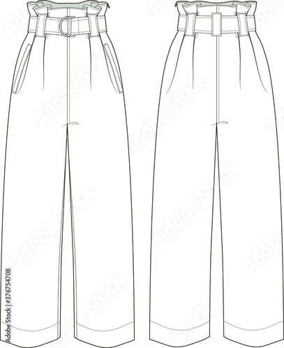 Women's pants. Fashion vector sketch.