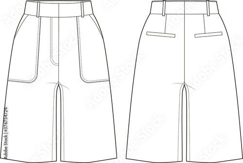 Shorts women, fashion vector sketch