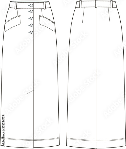 Pencil skirt. Fashion vector sketch