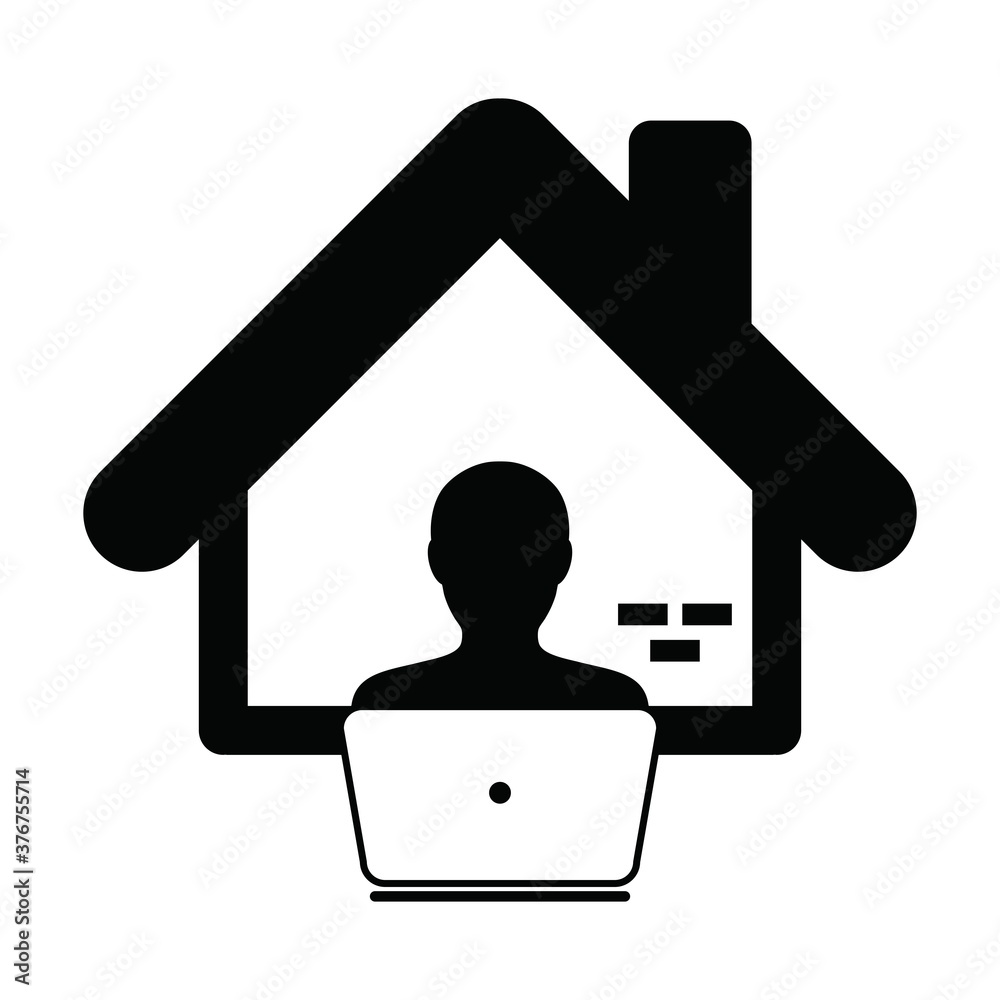 Online jobs icon for working from home symbol with male user person profile avatar for business and finance in a flat color glyph pictogram illustration Online jobs icon for working from home symbol with male user person profile avatar for business and finance in a flat color glyph pictogram illustration