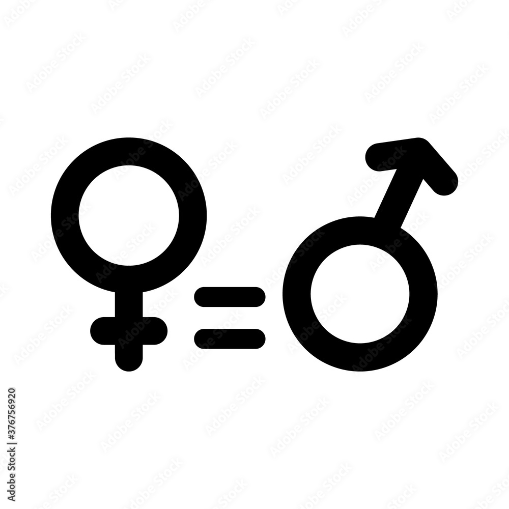 equality symbol, female and male gender symbols, silhouette style equality symbol, female and male gender symbols, silhouette style