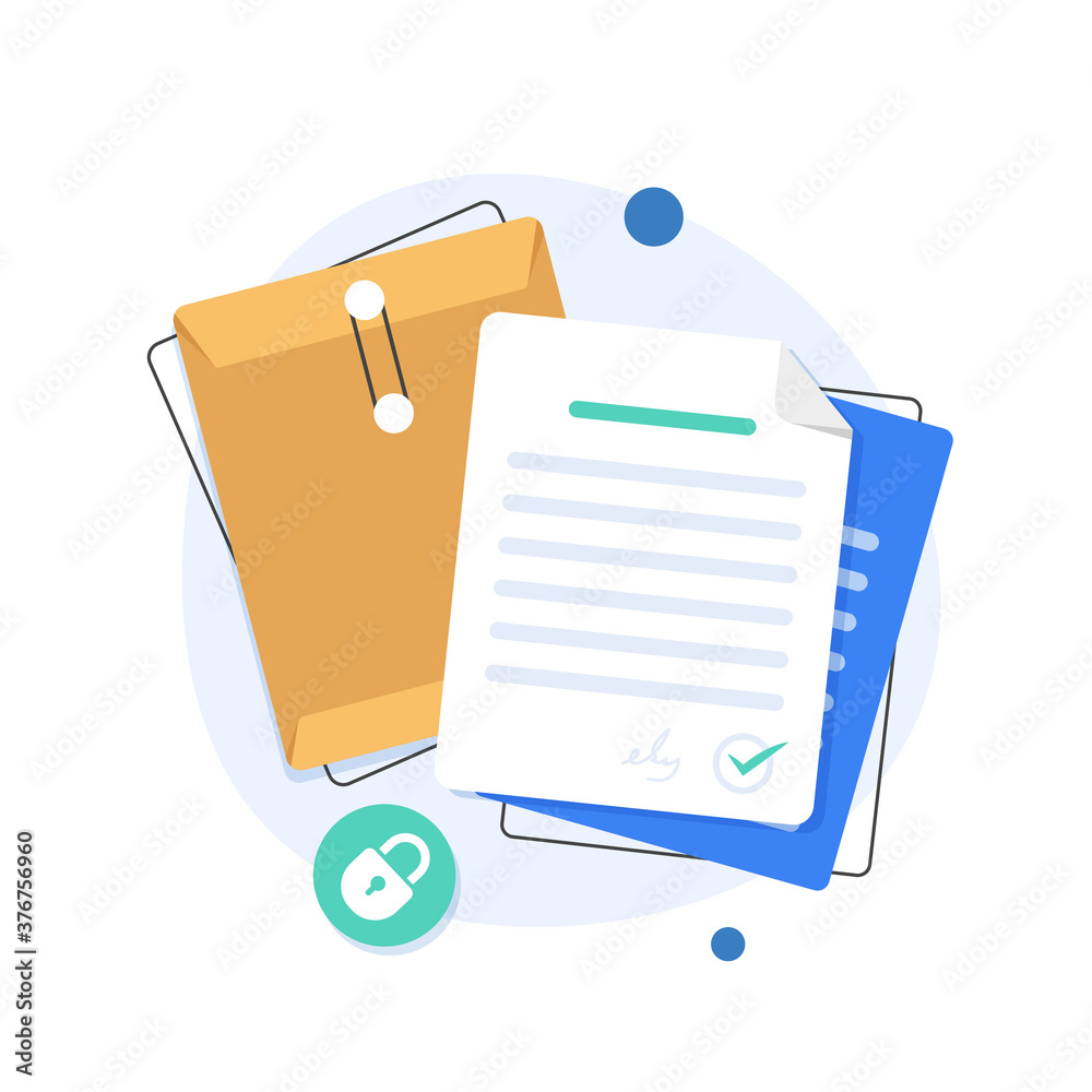 open folder icon,Folder with documents,Document protection concept,flat design icon vector illustration