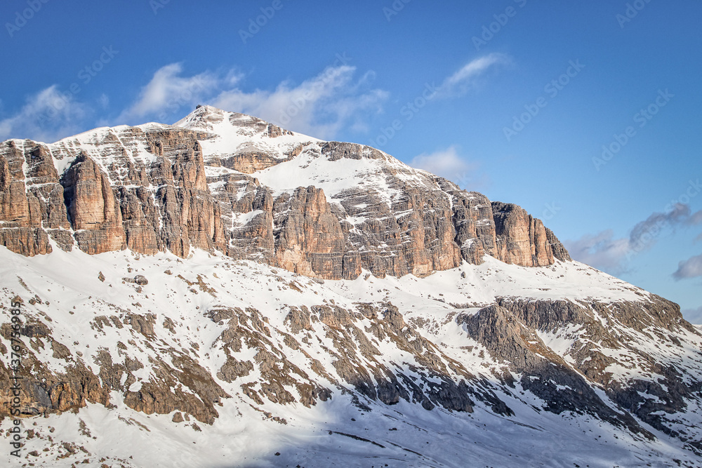 italian dolomites mountains Fassa Valley Gruppo Sella ronda in winter