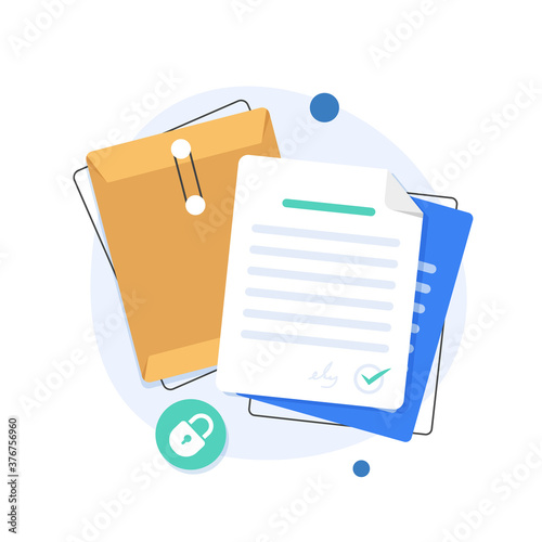open folder icon,Folder with documents,Document protection concept,flat design icon vector illustration