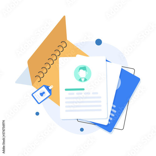 Concept Human Resources, Recruitment for web page, banner, presentation, social media, documents, cards, posters. Vector illustration filling out resumes, hiring employees, people fill out the form