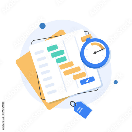 To do list or planning icon concept. All tasks are completed. Paper sheets with check marks,flat design icon vector illustration