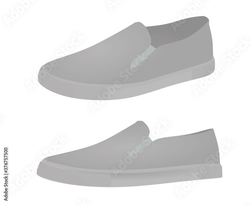 Grey loafer shoes. vector illustration