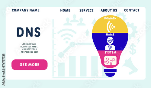 Vector website design template . DNS - Domain Name System illustration for website banner, marketing materials, business presentation, online advertising.
