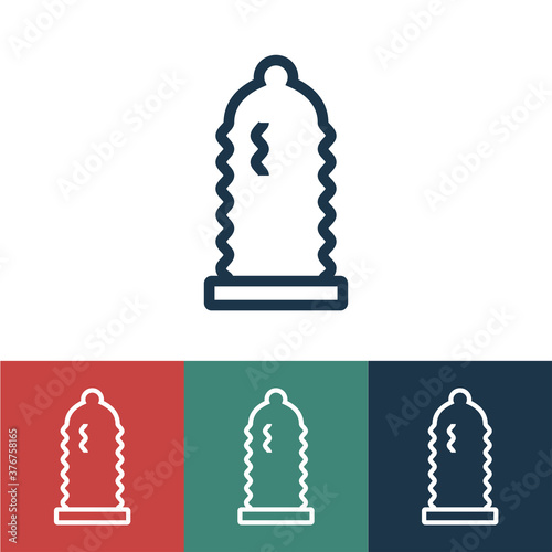 Linear vector icon with condom and dots