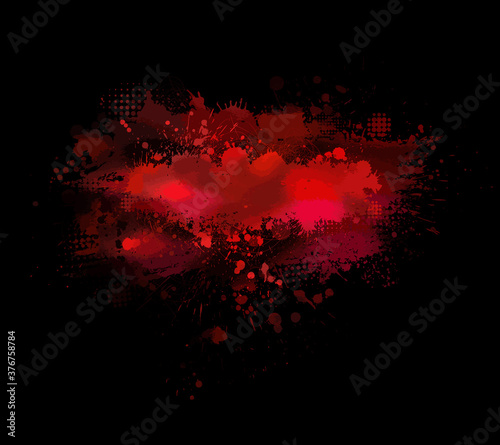 Red blood stain on a black background. Vector illustration