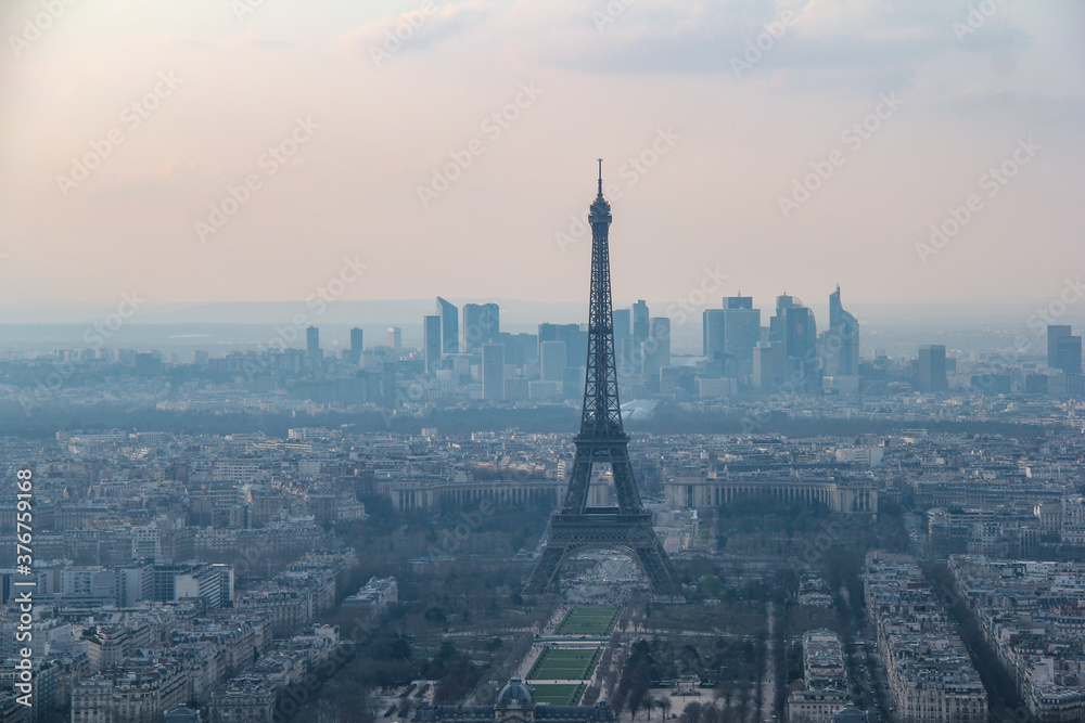 aerial view of eiffel tower