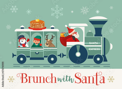 Brunch with Santa Fancy Holiday vector flat poster