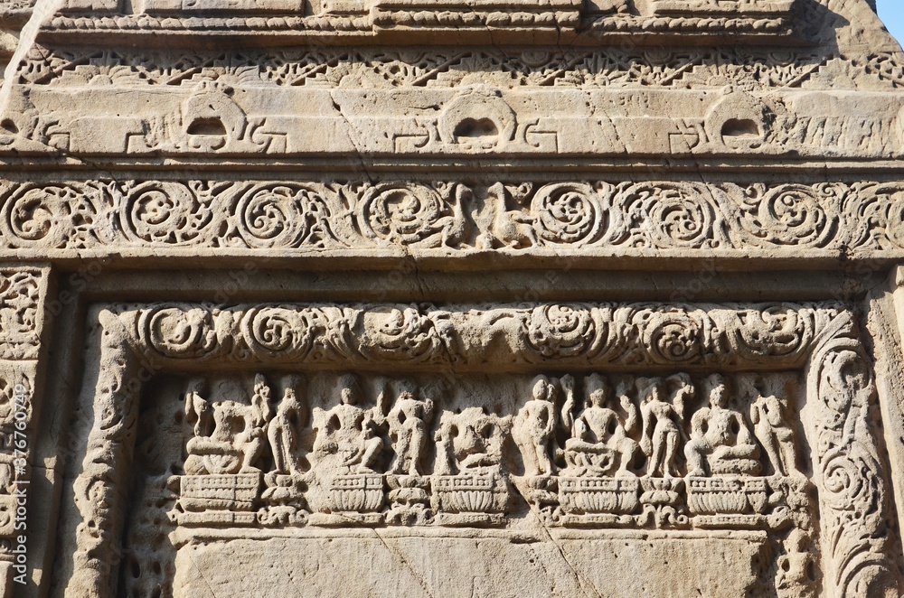detail of the ancient hindu temple