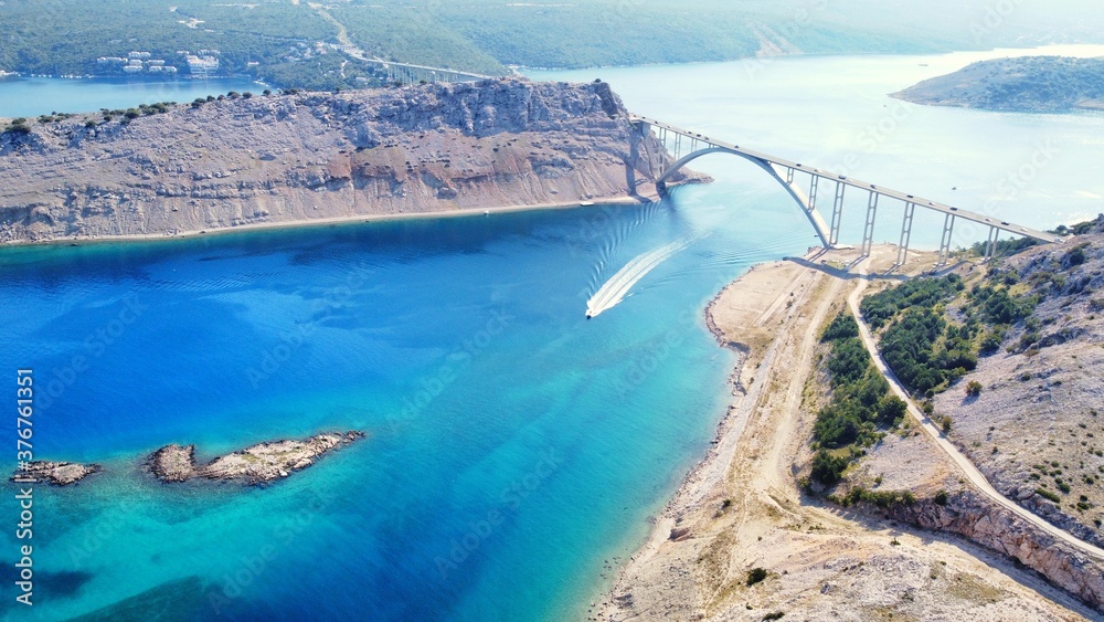 Samolepka Beautiful Krk bridge Croatia, aerial view