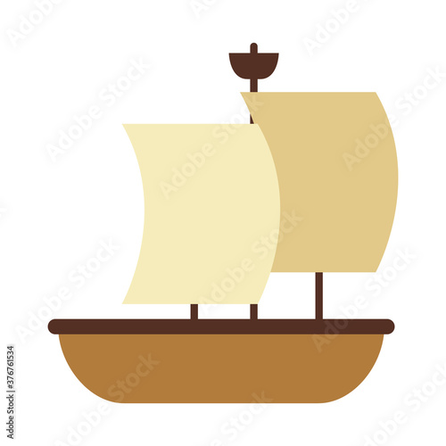 old sailing boat icon, flat style