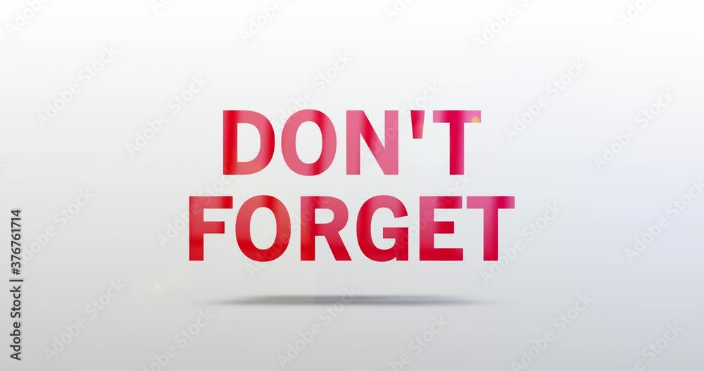 Dont forget. Particle Logo. Text Animation. Red word on grey background. High quality 4k intro/opener Dont forget. Particle Logo. Text Animation. Red word on grey background. High quality 4k intro/opener