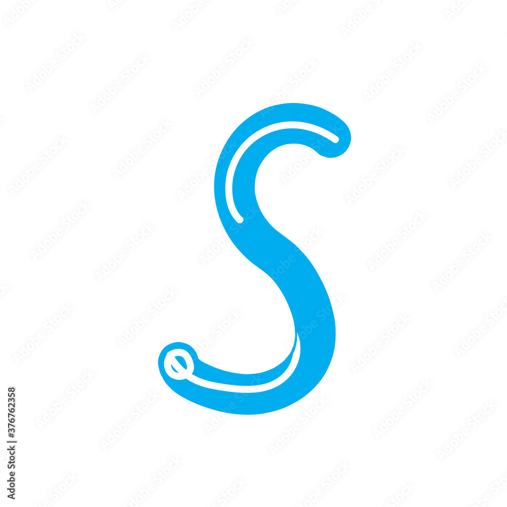 Letter S isolated on white background as logo, icon, emblem, blue vector stock illustration with drawn single letter for business Letter S isolated on white background as logo, icon, emblem, blue vector stock illustration with drawn single letter for business