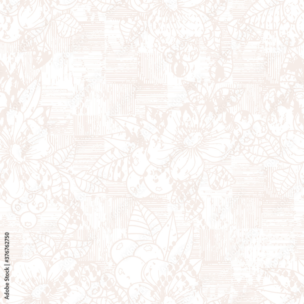 Trendy autumn/winter white, light silver colours artistic elegance and fresh geometric floral vector seamless pattern design   