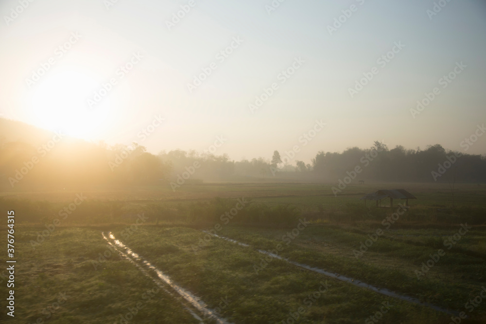 Thai countryside at sunset, Thailand Thai countryside at sunset, Thailand