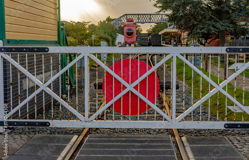 Closed railway gate on the trainline