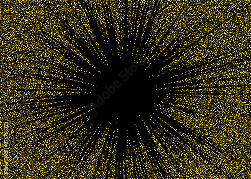 Golden speed line fast motion on black background