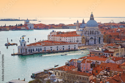 High angle view of Santa Maria della Salute, Venice, Veneto, Italy © Image Source