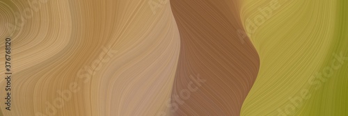 abstract dynamic designed horizontal banner with peru, rosy brown and brown colors. fluid curved flowing waves and curves for poster or canvas