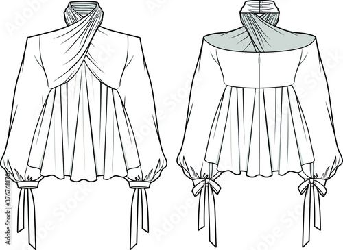 Female blouse, fashion vector sketch