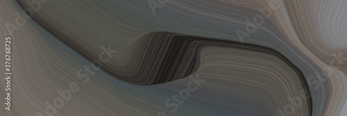 abstract decorative horizontal banner with dim gray  gray gray and very dark green colors. fluid curved lines with dynamic flowing waves and curves for poster or canvas