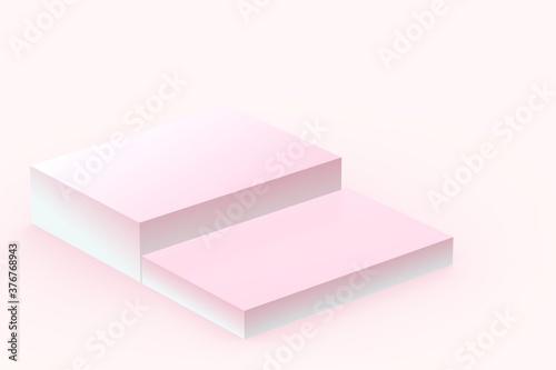 3d white pink cubes gradient colors in soft pastel minimal studio background. Abstract 3d geometric shape object illustration render. Display for summer holiday product.