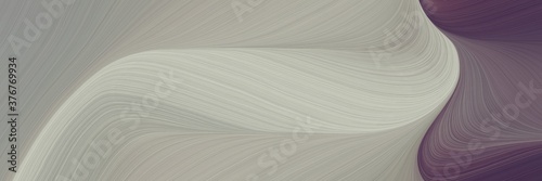 abstract decorative horizontal banner with dark gray, old mauve and old lavender colors. fluid curved flowing waves and curves for poster or canvas