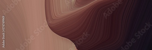 abstract artistic horizontal banner with pastel brown, very dark pink and old mauve colors. fluid curved flowing waves and curves for poster or canvas