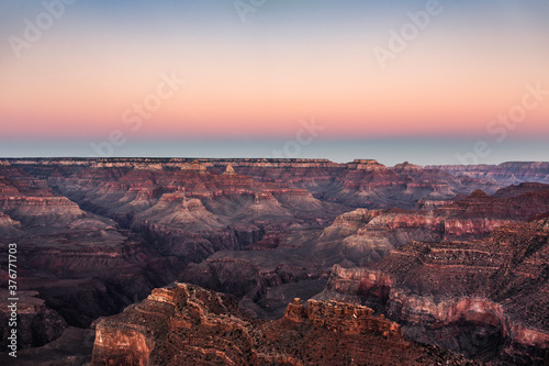 Elevated sunset view of South Rim, Grand Canyon National Park, Arizona, USA photo