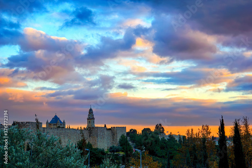 Tower of David at sunset, Jerusalem, Israel photo