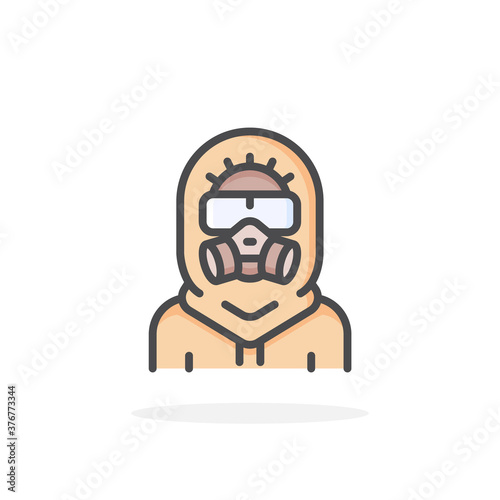 Protective suit icon in filled outline style.