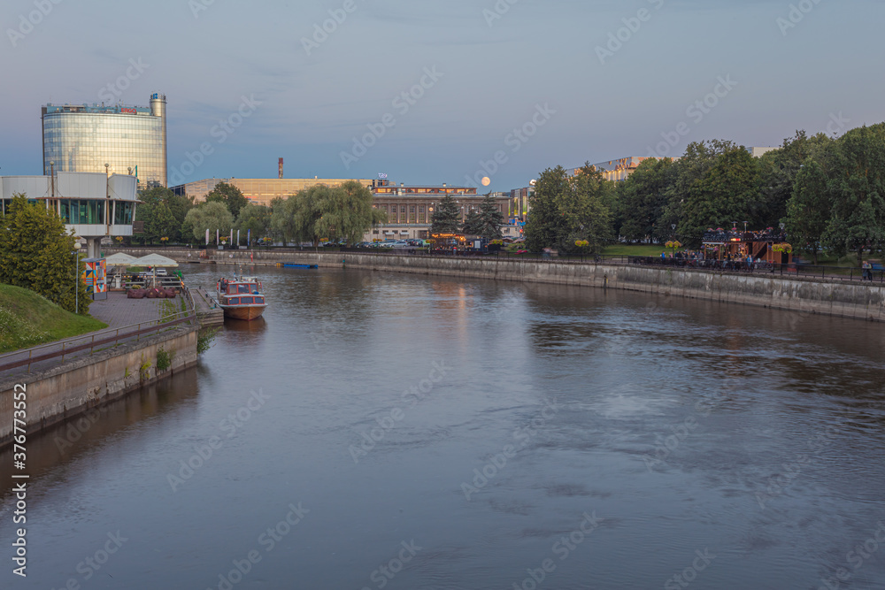 Tartu, Estonia, 01 August 2020 City center, river ema, summer evening, white nights in the Baltics.