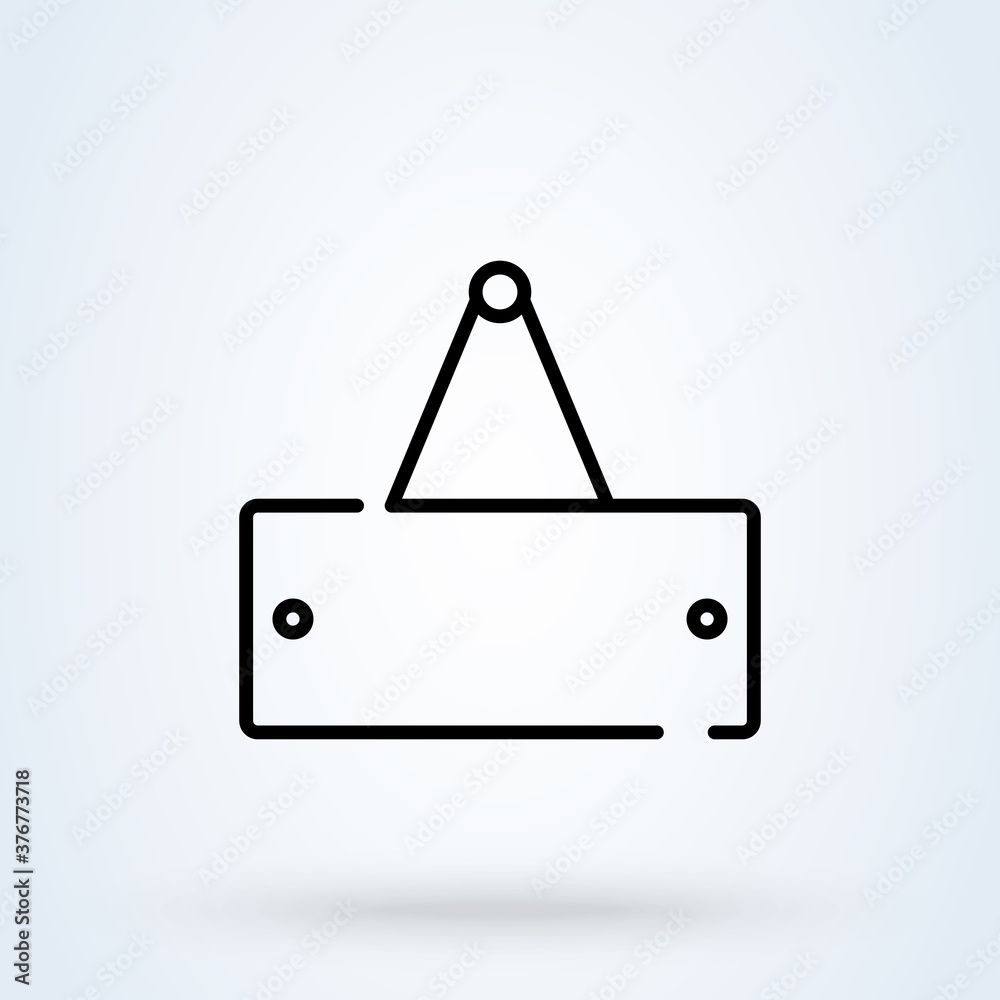 Signboard with rope or Signboard hanging inside. icon or logo line art style. Outline Entrance store element concept. Open, welcome or closed banner on shop door illustration. Signboard with rope or Signboard hanging inside. icon or logo line art style. Outline Entrance store element concept. Open, welcome or closed banner on shop door illustration.