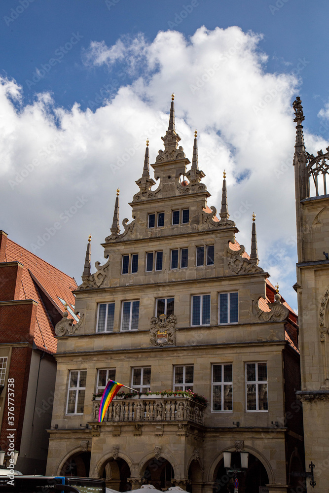 Historische Giebelhäuser in Münster.