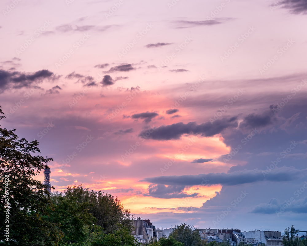 Beautiful sunset in Paris, France