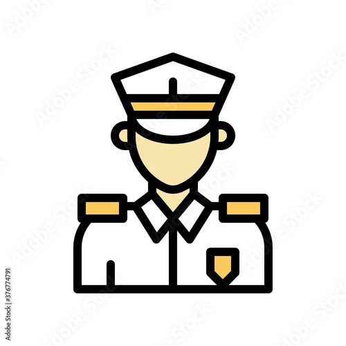 administrative related warden police or man with uniform and cap vector with editable stroke,