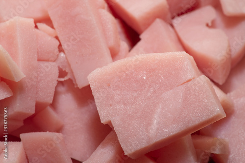 Finely chopped boiled sausage or ham, ham slices