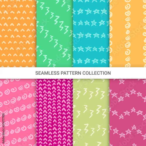 Set of textures made with ink, seamless pattern, vector illustration © Pure Imagination