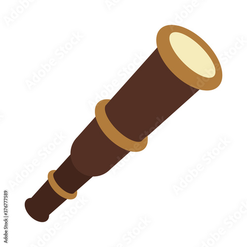 old spyglass icon, flat style