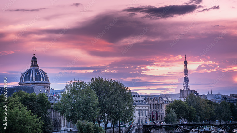 Beautiful sunset in Paris, France