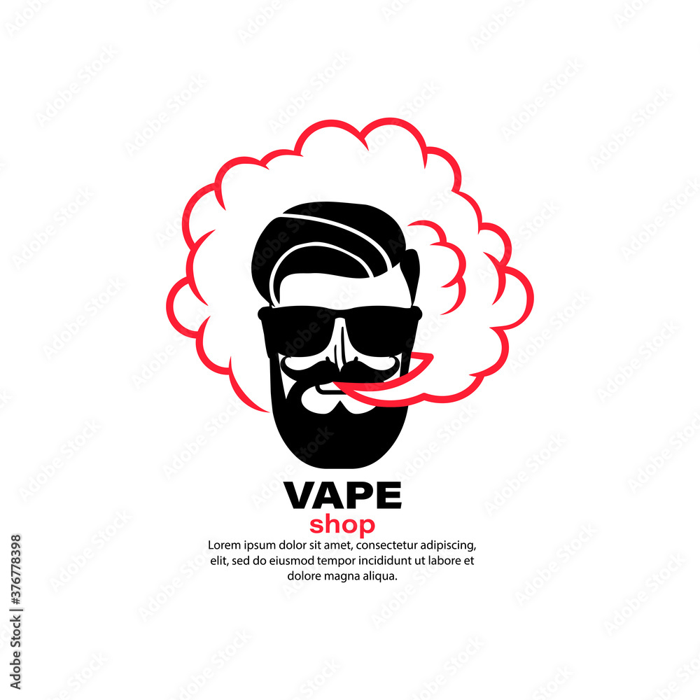 Vape shop banner. Electronic cigarette. Vaping. Smoking. Vector on isolated white background. EPS 10