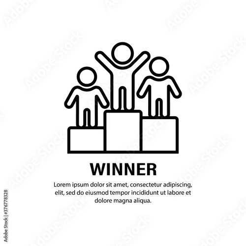 Winner icon. Award ceremony. First prize. Vector on isolated white background. EPS 10