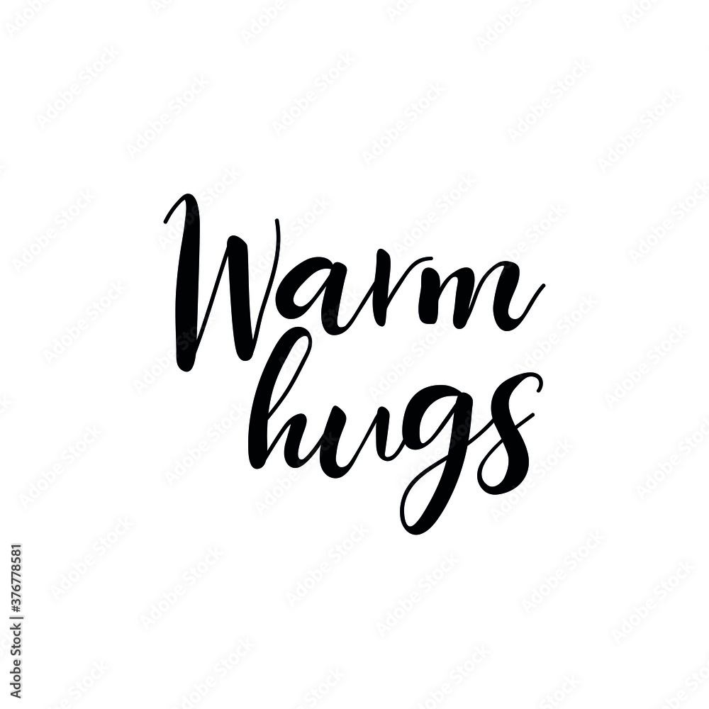 Warm hugs. Vector illustration. Christmas lettering. Ink illustration. t-shirt design.