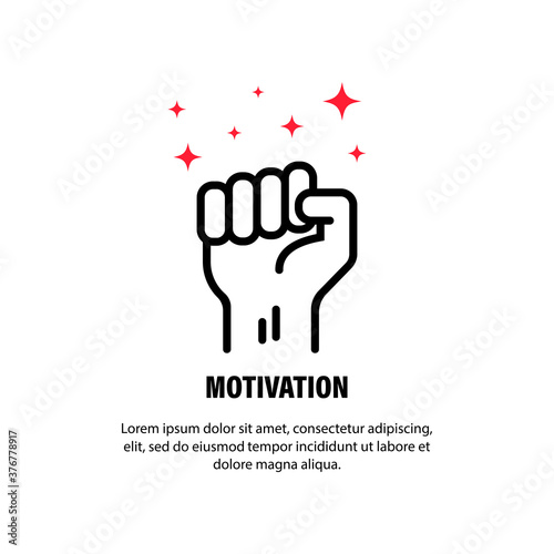 Motivation icon. Fist up. Success, strenght concept. Vector on isolated white background. EPS 10 photo