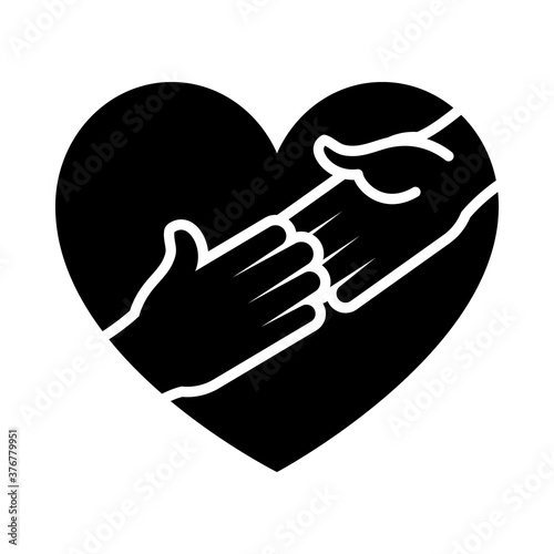 heart with hands touching icon, silhouette style